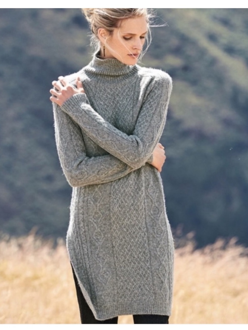 Peruvian Connection Wheaton Royal Alpaca Tunic Sweater Gray XS